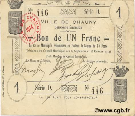 1 Franc FRANCE regionalism and various  1914 JP.02-0457 VF