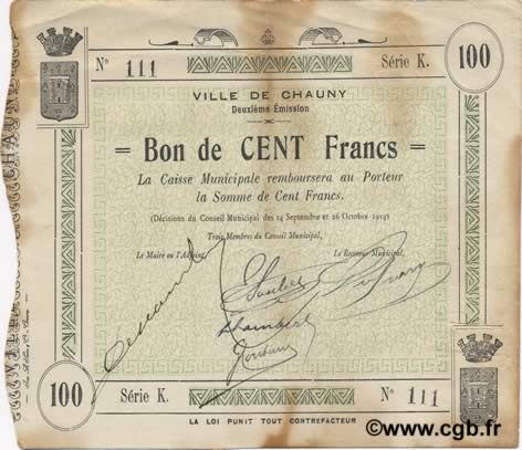 100 Francs FRANCE regionalismo y varios  1914 JP.02-0464 MBC