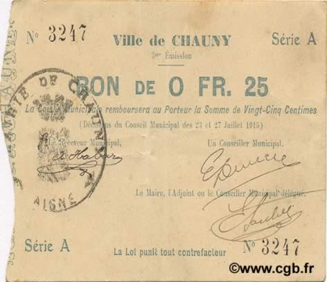 25 Centimes FRANCE regionalism and miscellaneous  1915 JP.02-0478 VF+