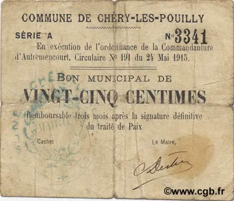 25 Centimes FRANCE Regionalismus und verschiedenen  1915 JP.02-0487 S