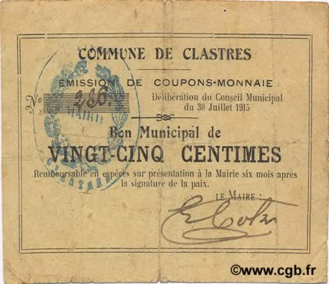 25 Centimes FRANCE regionalismo e varie  1915 JP.02-0516 MB