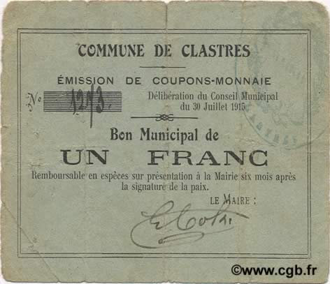 1 Franc FRANCE Regionalismus und verschiedenen  1915 JP.02-0518 fSS