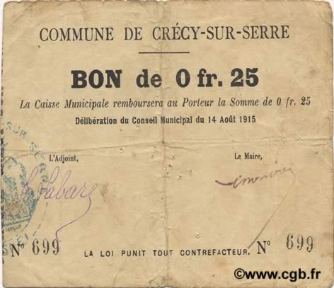 25 Centimes FRANCE regionalismo e varie  1915 JP.02-0531 q.BB
