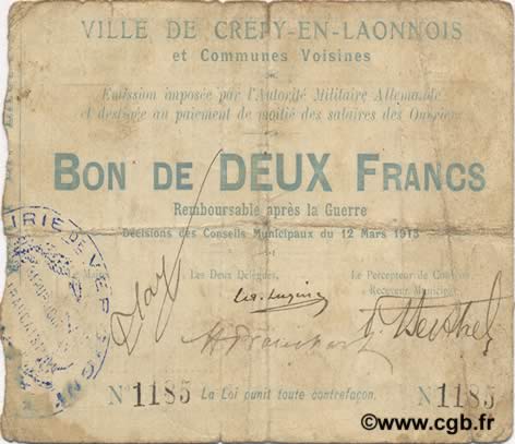 2 Francs FRANCE Regionalismus und verschiedenen  1915 JP.02-0539 S