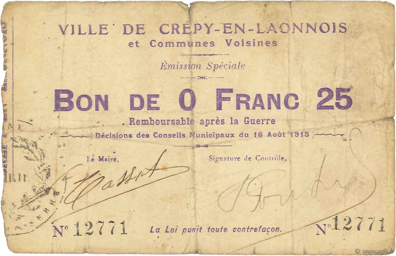25 Centimes FRANCE regionalism and various  1915 JP.02-0545 F