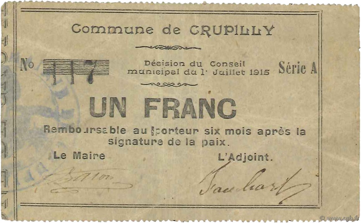 1 Franc FRANCE Regionalismus und verschiedenen  1915 JP.02-0571 SS