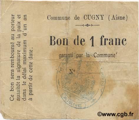 1 Franc FRANCE regionalismo e varie  1916 JP.02-0577 MB