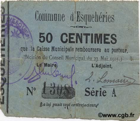 50 Centimes FRANCE Regionalismus und verschiedenen  1915 JP.02-0655 S