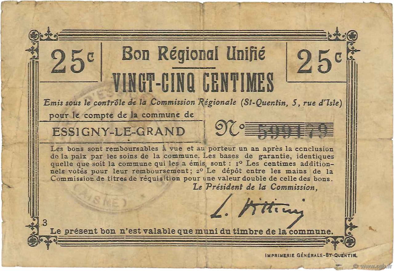 25 Centimes FRANCE regionalism and miscellaneous  1916 JP.02-0678.BRU F