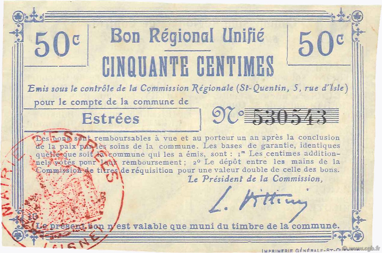 50 Centimes FRANCE regionalism and various  1916 JP.02-0699.BRU VF