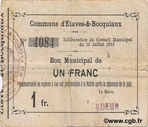 1 Franc FRANCE Regionalismus und verschiedenen  1915 JP.02-0726 S