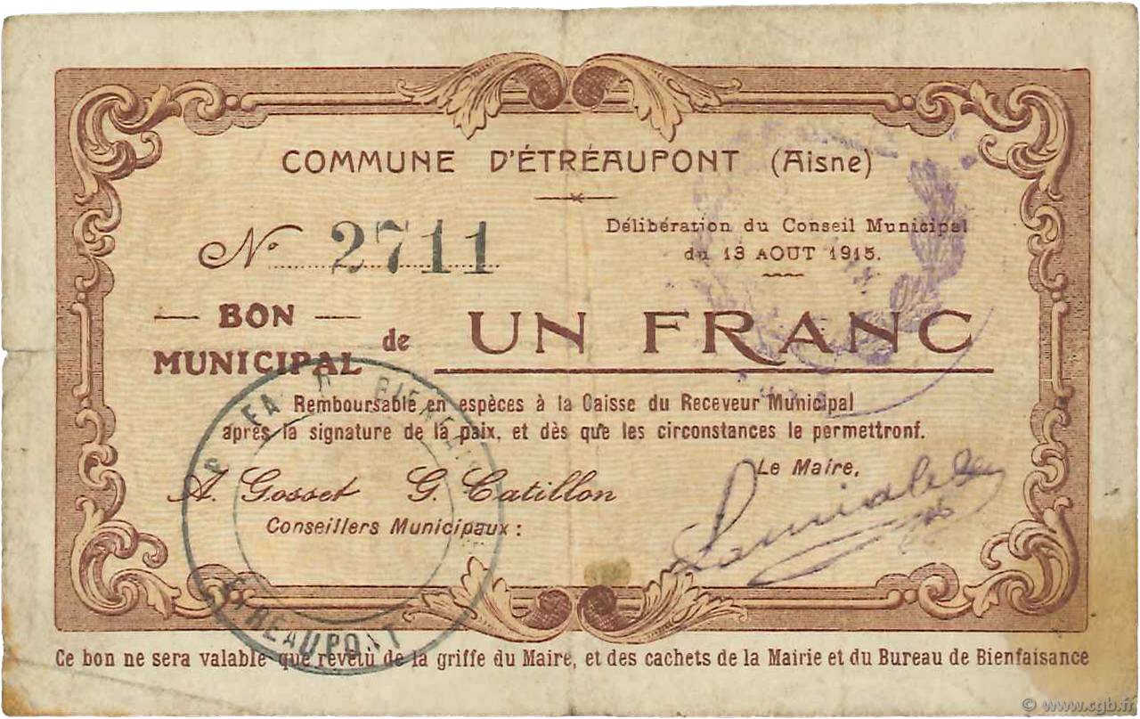 1 Franc FRANCE Regionalismus und verschiedenen  1915 JP.02-0740 SS