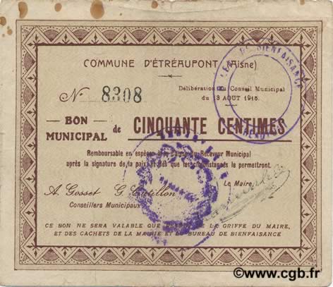 50 Centimes FRANCE régionalisme et divers  1915 JP.02-0746 TB