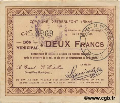 2 Francs FRANCE Regionalismus und verschiedenen  1915 JP.02-0749 SS