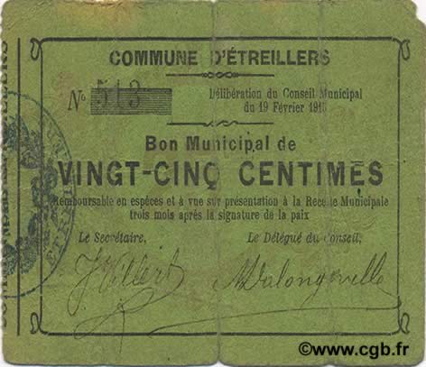 25 Centimes FRANCE regionalismo e varie  1915 JP.02-0754 MB