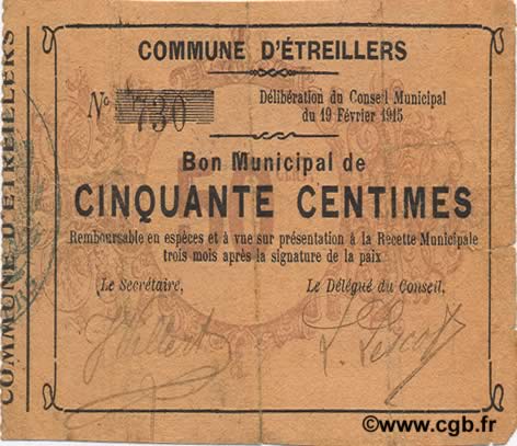 50 Centimes FRANCE Regionalismus und verschiedenen  1915 JP.02-0755 SS