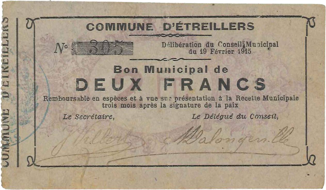 2 Francs FRANCE regionalismo e varie  1915 JP.02-0760 BB