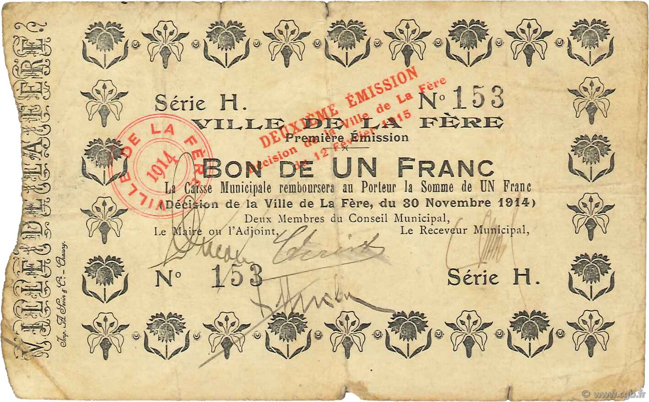 1 Franc FRANCE regionalismo e varie  1914 JP.02-0790 MB