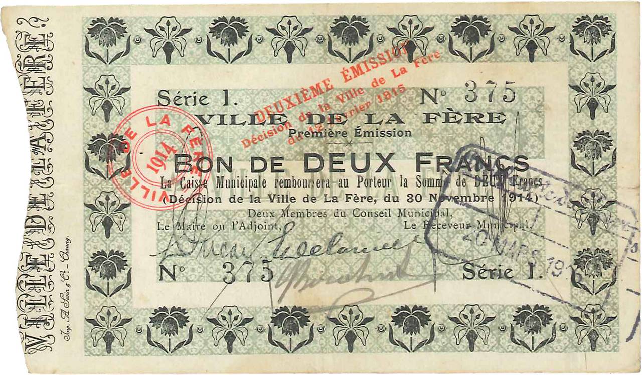 2 Francs FRANCE regionalism and various  1914 JP.02-0791 VF-