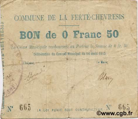 50 Centimes FRANCE regionalism and various  1915 JP.02-0824 F