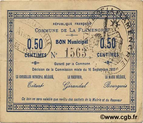 50 Centimes FRANCE regionalismo e varie  1915 JP.02-0844 BB