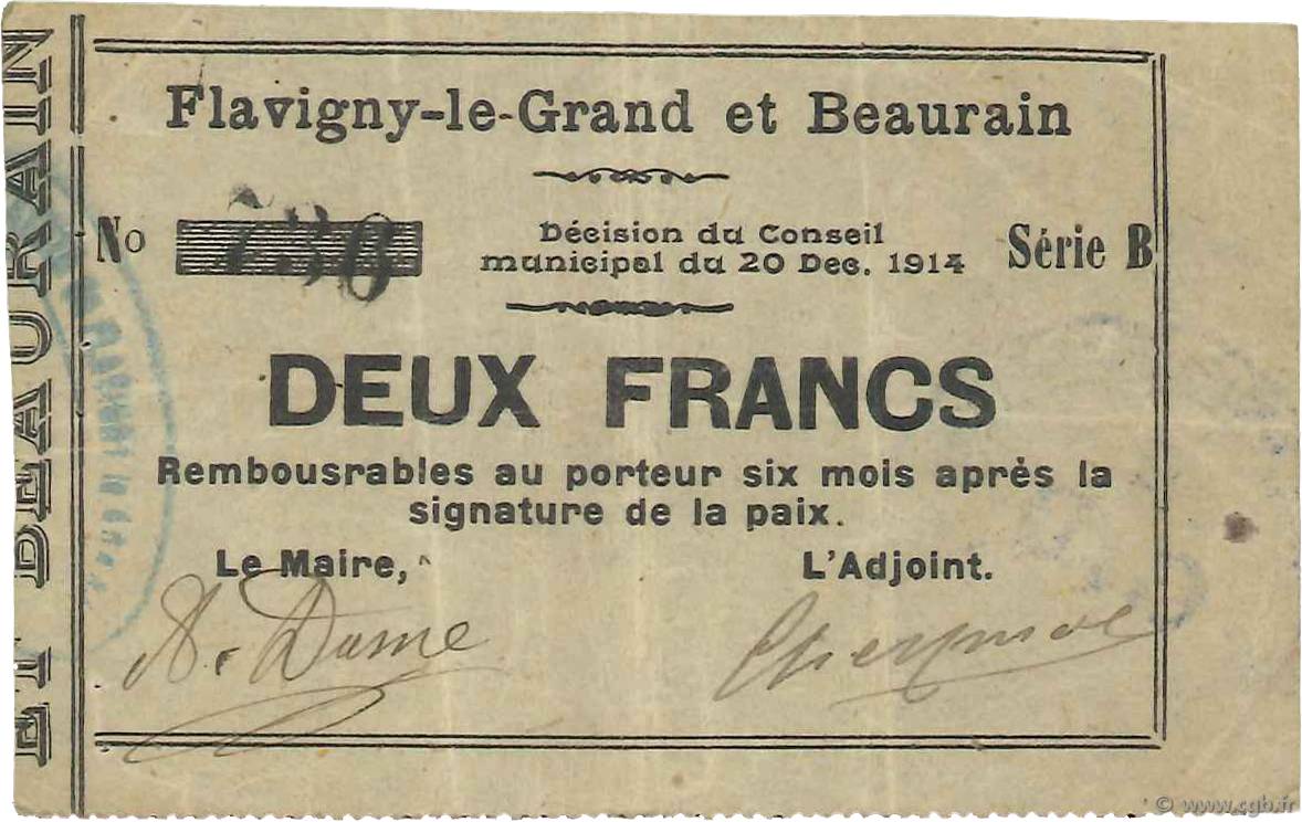 2 Francs FRANCE regionalism and various  1914 JP.02-0862v VF