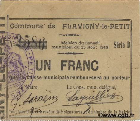 1 Franc FRANCE regionalism and miscellaneous  1915 JP.02-0887 XF