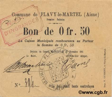 50 Centimes FRANCE regionalismo e varie  1915 JP.02-0896 SPL
