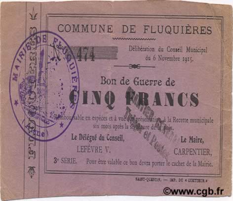 5 Francs FRANCE regionalismo e varie  1915 JP.02-0913 q.SPL