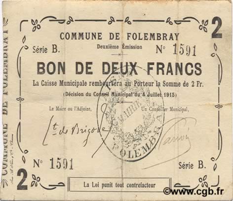 2 Francs FRANCE régionalisme et divers  1915 JP.02-0924 TTB