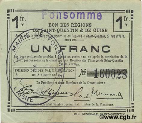 1 Franc FRANCE regionalismo e varie  1916 JP.02-0938.SQG SPL