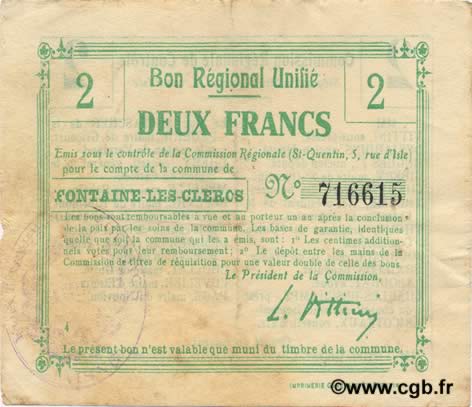 2 Francs FRANCE regionalism and various  1916 JP.02-0940.BRU VF+