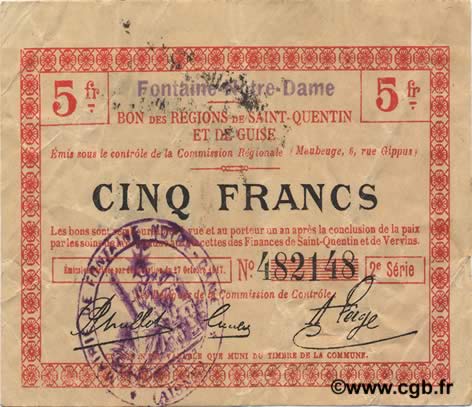 5 Francs FRANCE Regionalismus und verschiedenen  1917 JP.02-0943.SQG SS
