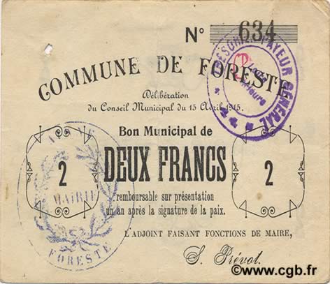 2 Francs FRANCE regionalism and miscellaneous  1915 JP.02-0979 VF
