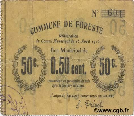 50 Centimes FRANCE régionalisme et divers  1915 JP.02-0983 TTB