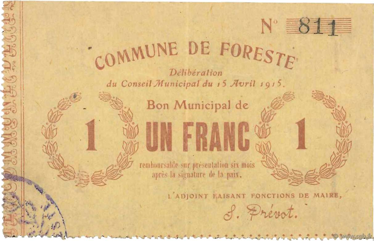 1 Franc FRANCE Regionalismus und verschiedenen  1915 JP.02-0984 SS