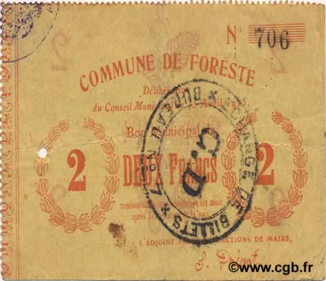 2 Francs FRANCE Regionalismus und verschiedenen  1915 JP.02-0985 SS