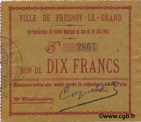 10 Francs FRANCE regionalism and miscellaneous  1915 JP.02-1016 VF