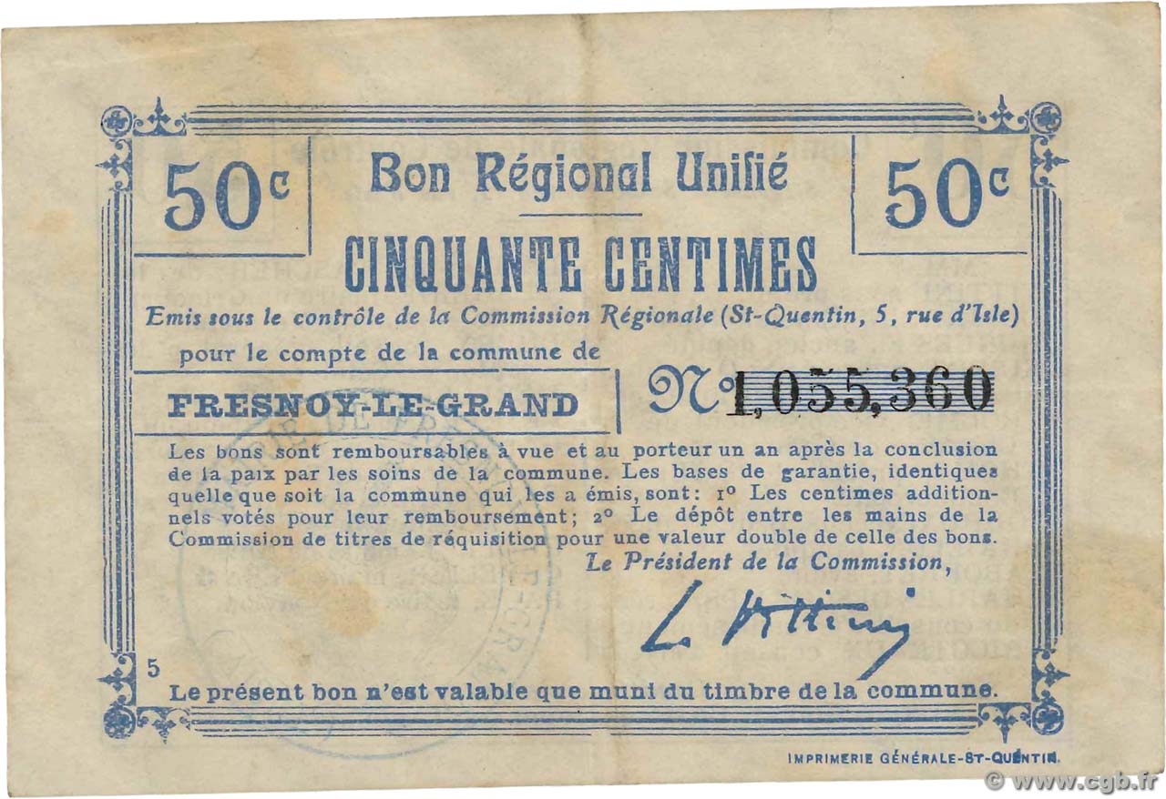 50 Centimes FRANCE regionalism and various  1916 JP.02-1021.BRU VF