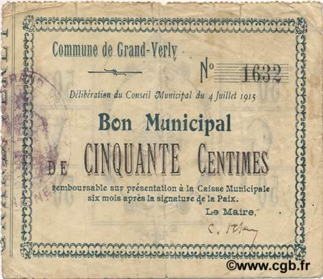 50 Centimes FRANCE Regionalismus und verschiedenen  1915 JP.02-1078 S