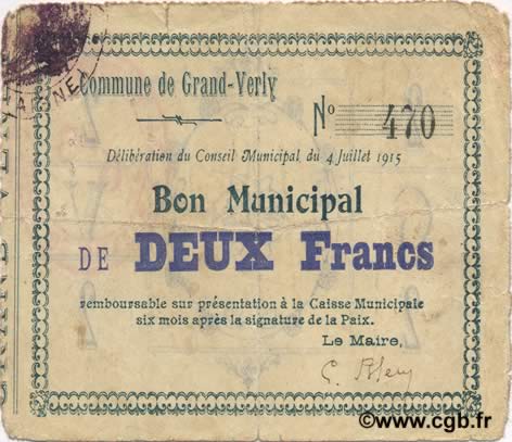 2 Francs FRANCE regionalism and various  1915 JP.02-1080 F+