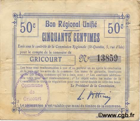 2 Francs FRANCE Regionalismus und verschiedenen  1916 JP.02-1085.BRU SS