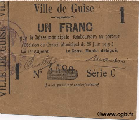 1 Franc FRANCE regionalismo y varios  1915 JP.02-1113 MBC