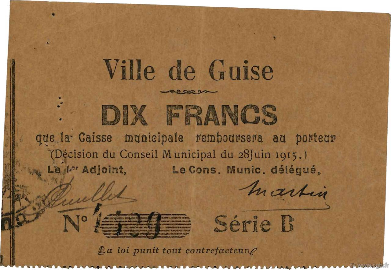 10 Francs FRANCE regionalism and various  1915 JP.02-1114 VF+
