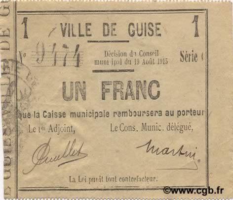 1 Franc FRANCE regionalism and miscellaneous  1915 JP.02-1116 XF-