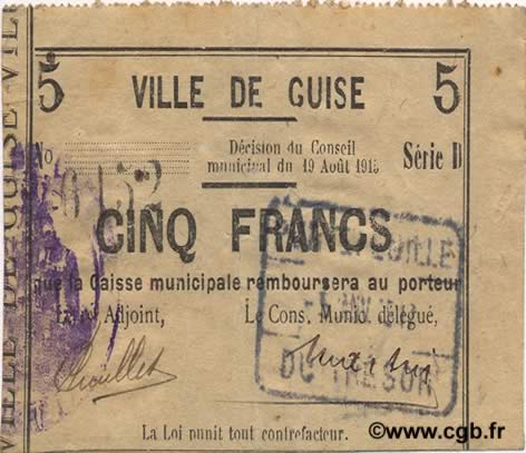 5 Francs FRANCE Regionalismus und verschiedenen  1915 JP.02-1118 SS