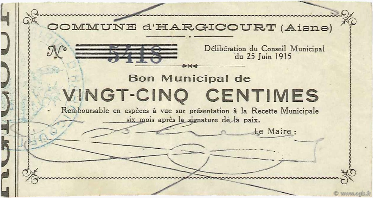 25 Centimes FRANCE regionalismo y varios  1915 JP.02-1143 MBC