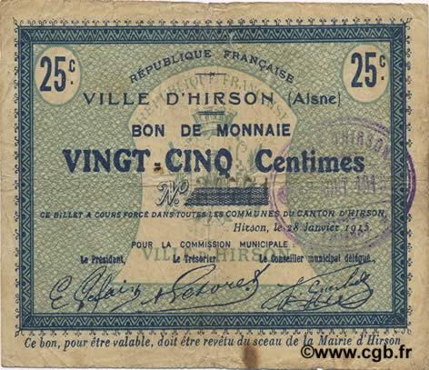 25 Centimes FRANCE regionalism and miscellaneous  1915 JP.02-1177 F+