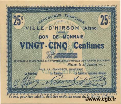 25 Centimes FRANCE regionalismo e varie  1915 JP.02-1177 q.FDC