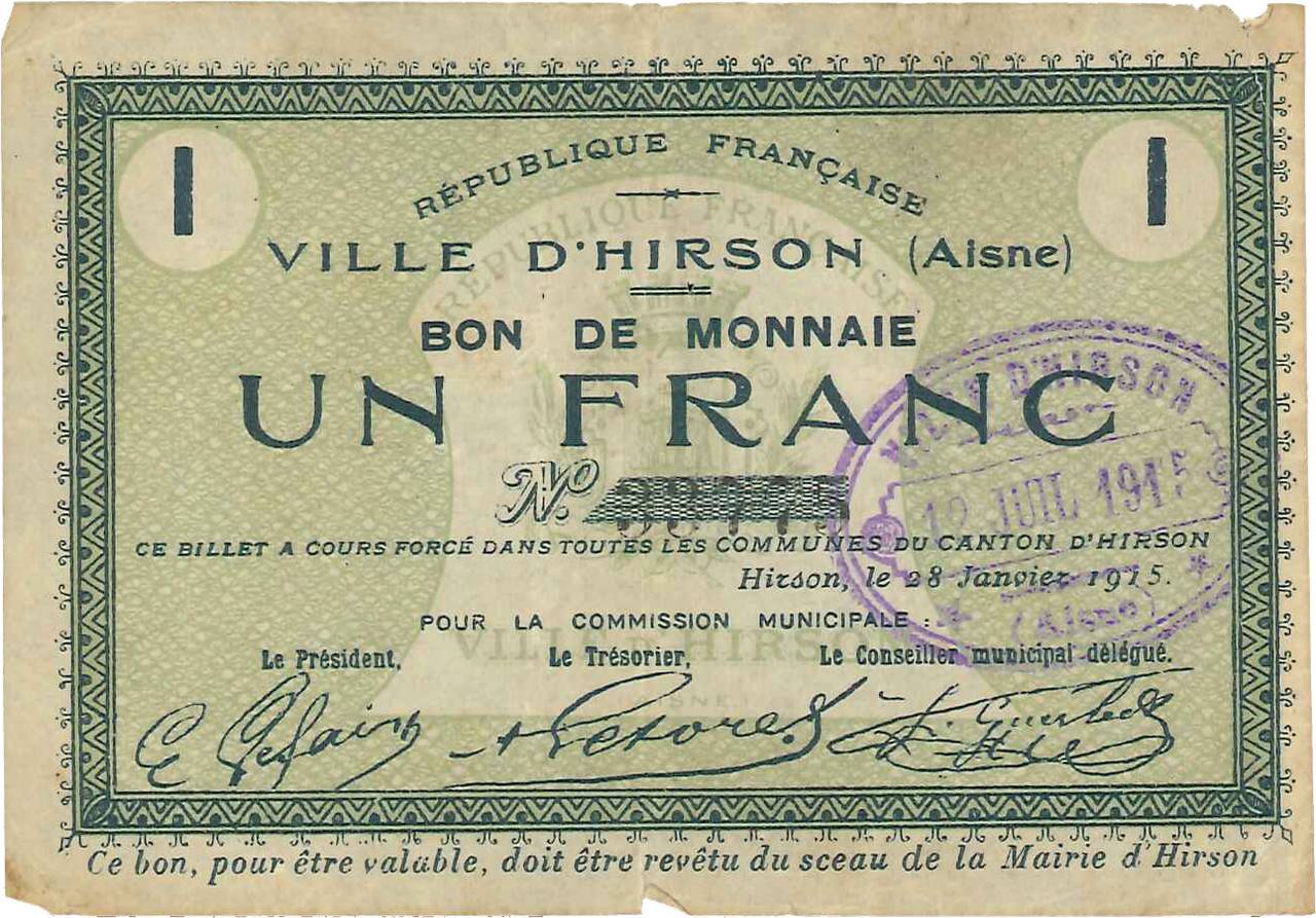 1 Franc FRANCE Regionalismus und verschiedenen  1915 JP.02-1178 SS